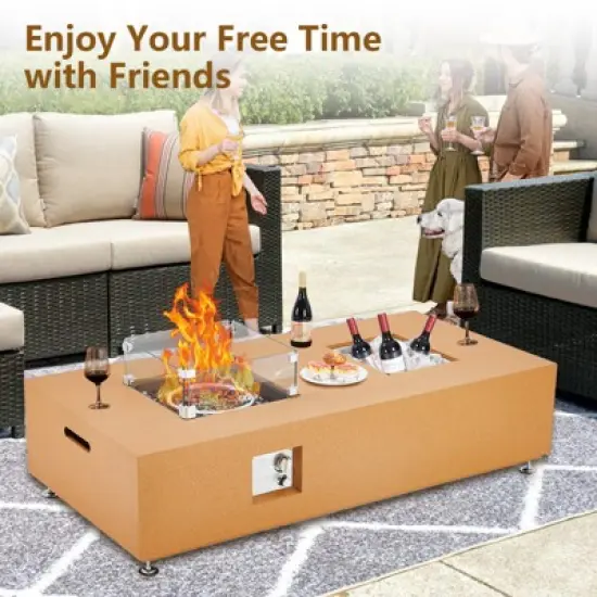 COZONY 36/48/56" Propane Fire Pit Table, 50,000 BTU Dual-Use Outdoor Heater with Wind Guard & Cover image {6}