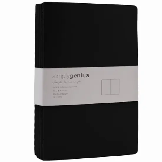Simply Genius A5 Dotted Notebooks with Softcover - Journals for Writing - Grid Notebook - 92 pages, 8.2" x 5.5" (Black, 6 pack) image {5}