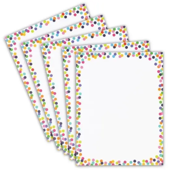 Pipilo Press 96 Sheets of Confetti Stationery Paper for Writing Letters, Invitations with Decorative Border, 8.5 x 11 In image {3}