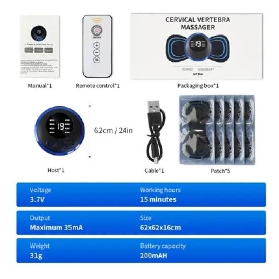 Mini Muscle Body Massager with 5 Replaceable Pads and 19 Speed 8 Modes for Pain Relief for Full Body and Relaxation of Arm, Leg Shoulder, Waist image {1}