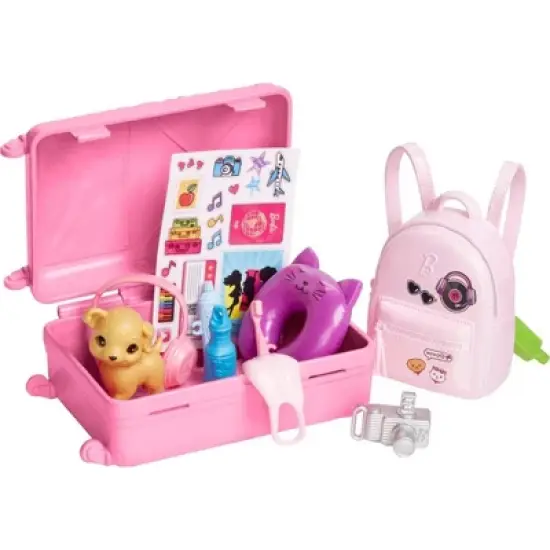 Barbie Doll and Accessories Travel Set with Puppy image {1}