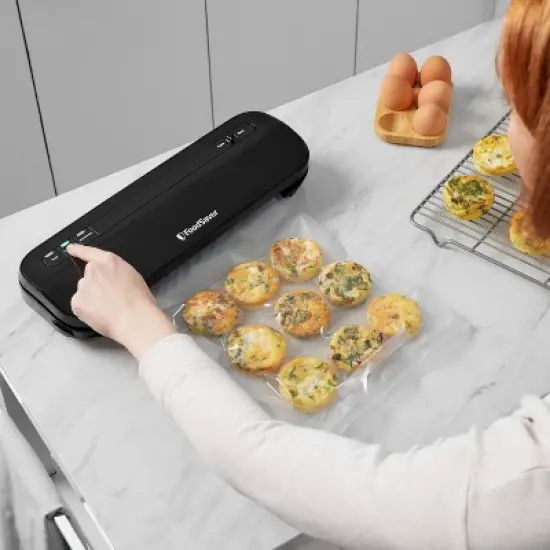FoodSaver Space-Saving Vacuum Sealer with Bags and Roll Black: Compact Food Savers Vacuum System, Plastic & Metal image {2}