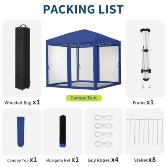 Instant Pop-Up Canopy Tent with Removable Mosquito Netting & 2 Zipper Doors, Portable Outdoor Shelter - Includes Wheeled Carry Bag image {4}