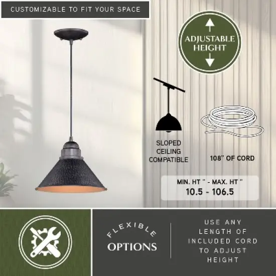 VAXCEL Outland 1 Light Farmhouse Outdoor Barn Dome Pendant Ceiling Light image {3}