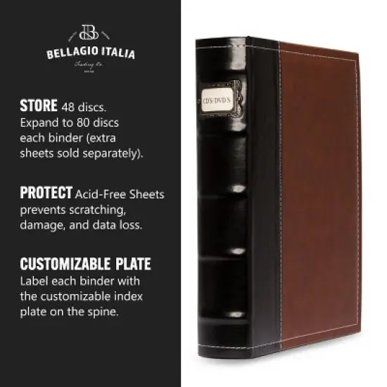 Bellagio-Italia CD/DVD Storage Binder - Burgundy, Black, & Brown - Leather - 144-Disc Capacity - 3 Pack image {4}