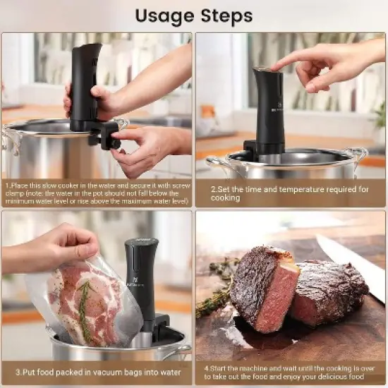 Blitzhome Smart Sous Vide Precision Cooker - 1100W Ultra-Quiet, Precise Temperature, 15L Capacity image {6}
