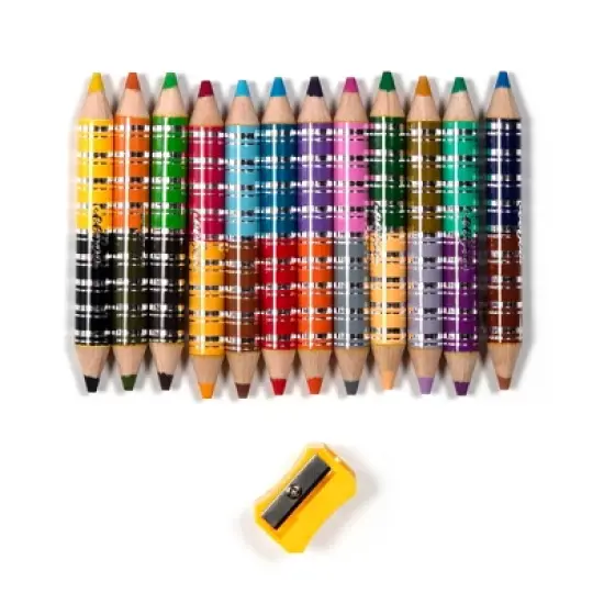 eeBoo: Striped Biggies Double-Sided Color Pencils Set, Woodland Friends, 12 pcs image {1}