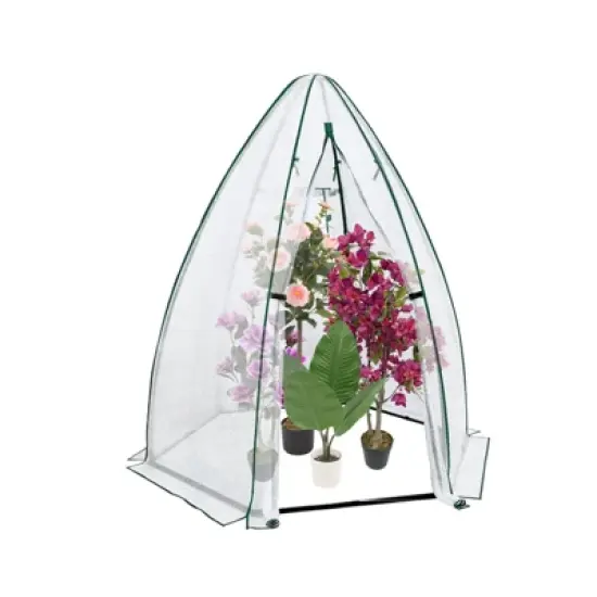 Portable Greenhouse for Outdoor Plants, Heavy Duty Hexagonal Green House with PE Cover, Zippered Door & Mesh Window, Plant Protector for Vegetables image {1}