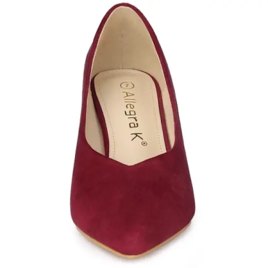 Allegra K Women's Pointy Toe Slip-on Low Chunky Heels Pumps image {1}