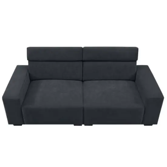 87" Velvet 2-Seater Sectional Sofa with Multi-Angle Adjustable Headrest - ModernLuxe image {4}