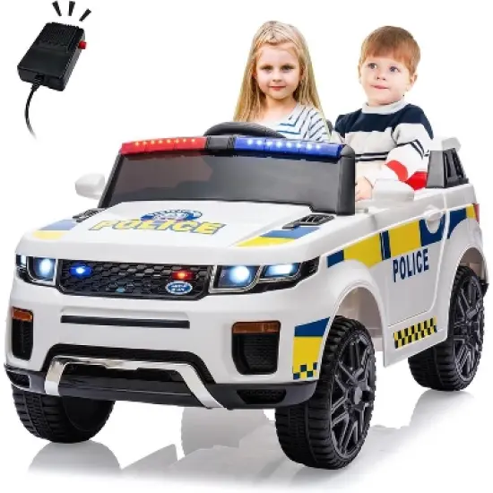 12V Children's Ride-on Police Car, Electric Ride-on Toddler Toy Police Car with Remote Control, Loudspeaker, Flashing Lights, Music image {8}