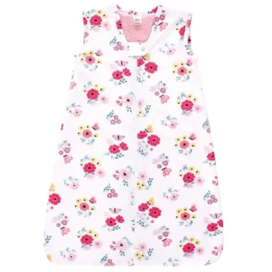Hudson Baby Girls Plush Faux Fur Sleeping Bag, Wearable Blanket, Butterfly Floral image {2}