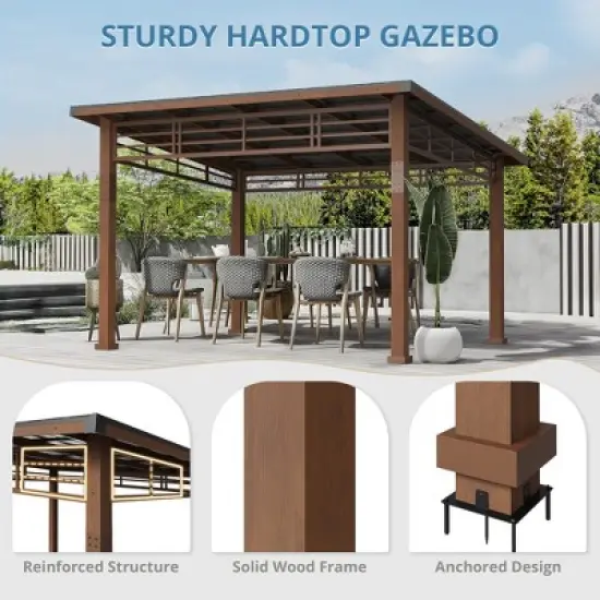 Arceso Hardtop Gazebo, Outdoor Pergola with Metal Roof, Wooden Frame & Permanent Patio Canopy, Pavilion Grill Gazebo for Patio, Backyard, Garden image {4}