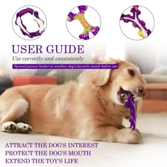 Itopfox Tough Dog Toys for Aggressive Chewers 3 Pack, Indestructible Dog Toy for Large Dogs, Bacon Flavored, Keeps Dogs Busy image {4}