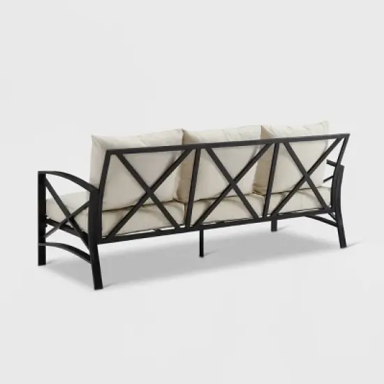 Kaplan Outdoor Metal Sofa Oil Rubbed Bronze with Cushions - Crosley image {3}