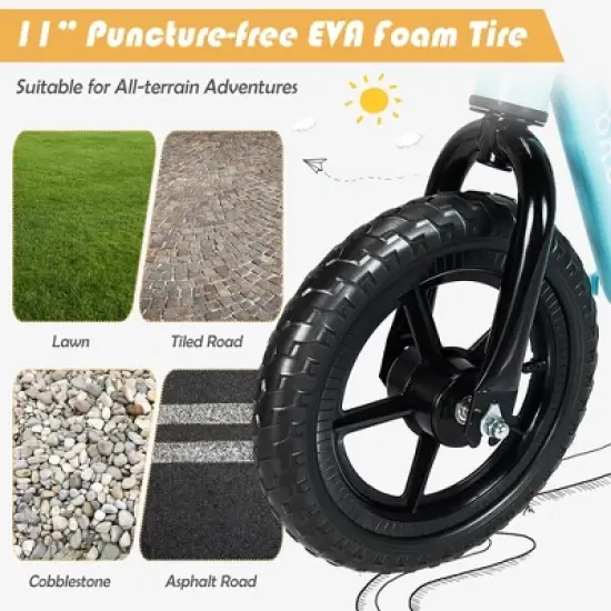 Babyjoy 11'' Kids Balance Bike w/ Footrest No Pedal Toddler Training Bike White\Blue\Black image {4}