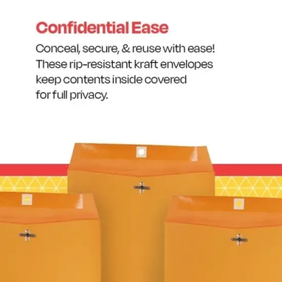 School Smart Kraft Envelopes with Clasp, 9 x 12 Inches, Pack of 100 image {4}
