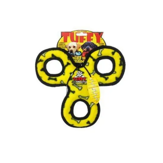 Tuffy Junior 3-Way Bone Print Tug Dog Toy - Yellow - S/M image {2}