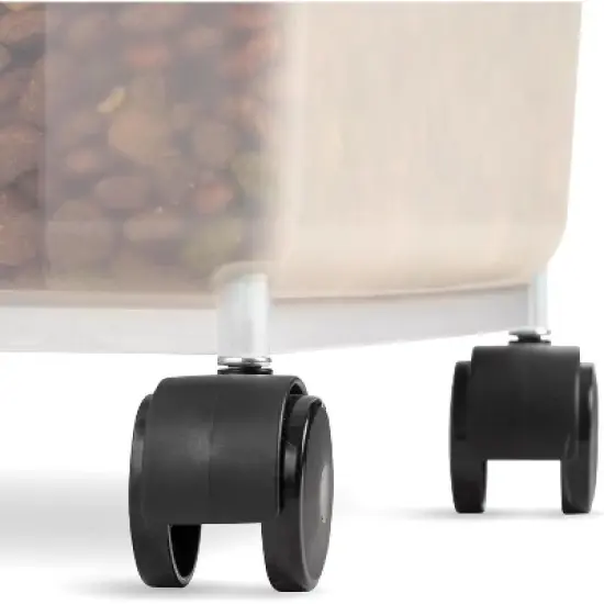 IRIS USA Dog Food Storage Container 50 lbs, with Removable Rolling Wheels & Included Scoop, for Dog Cat Bird and Other Pets, Clear/Dark Gray image {6}