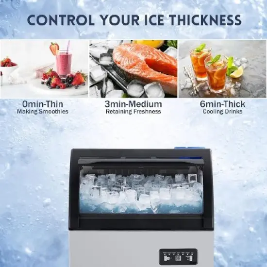 Acekool Commercial Ice Maker - 120Lbs/24H, 40Lbs Storage, Quiet & Energy Efficient with LED Control image {6}