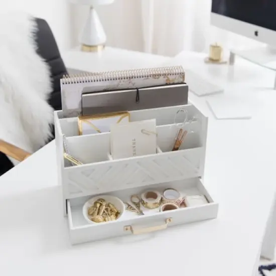 Blu Monaco Wooden Mail Organizer for Countertop or Desk - Kitchen Mail Sorter With Drawer image {15}