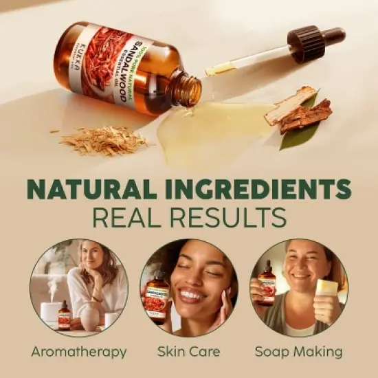 Sandalwood Essential Oil (4 Fl Oz / 118 ml) - KUKKA Sandalwood Oil image {3}