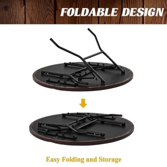 Barrington Billiards 6 Player Folding Round Card Table Casino Style 46 Inch Poker Table with Padded Rails, Cup Holders, and Poker Chips and Cards image {5}