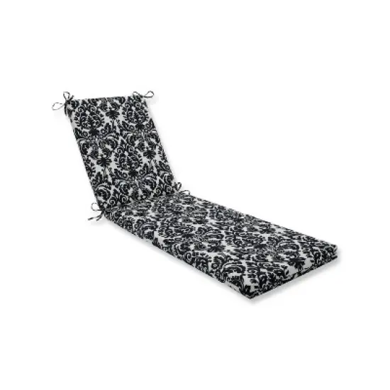 Essence Damask Indoor/Outdoor Chaise Lounge Cushion - Black/White - Pillow Perfect image {5}