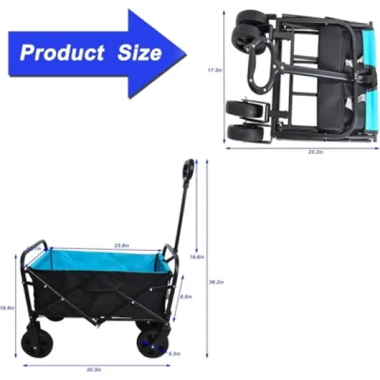 RISOKEYS Foldable Wagon Cart,with - Heavy-Duty Steel Frame & 600D Polyester,Folding Design for Beach, Camping,Groceries image {2}