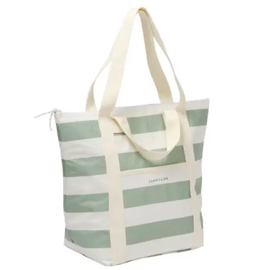 Sunnylife Light Cooler Tote - La Palma Sage Stripe - 6Gal image {1}
