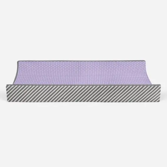 Bacati - Love Gray/Lilac Pin Dots Changing Pad Cover image {4}