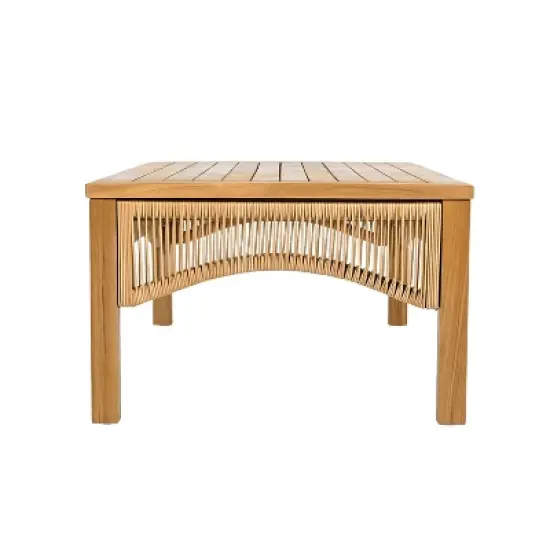 Christopher Knight Home Doretta Outdoor Acacia Wood and Rattan L Shape 5 Seater Seating Set with Cushions image {4}