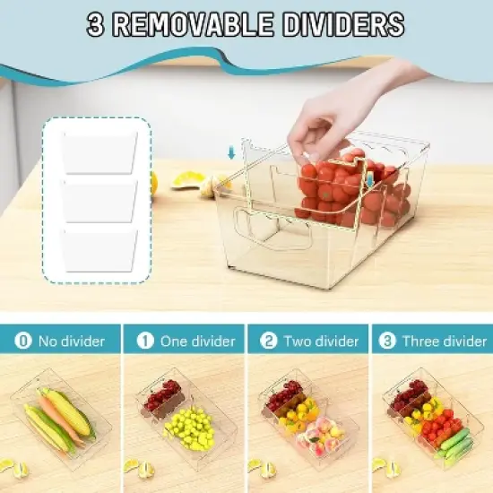 MaseiKar Clear Storage Organizer Bins 12 Pack Plastic Pantry Organization, Stackable Cabinet Containers for Kitchen, Fridge, Countertops image {3}