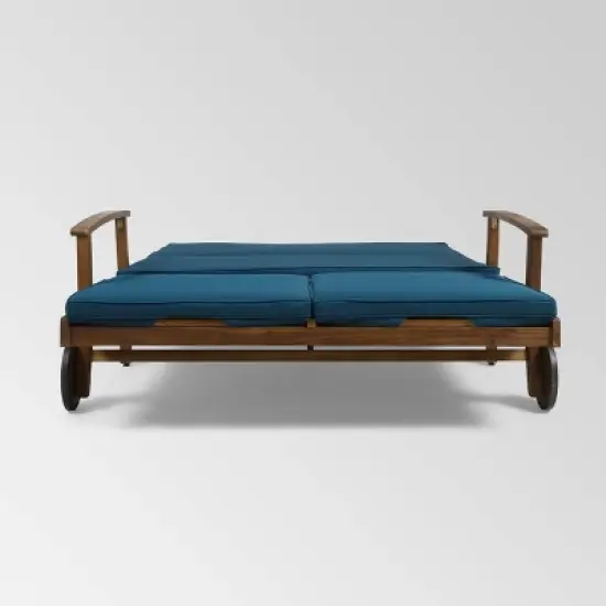 Perla Acacia Wood Double Chaise Lounge - Christopher Knight Home image {4}