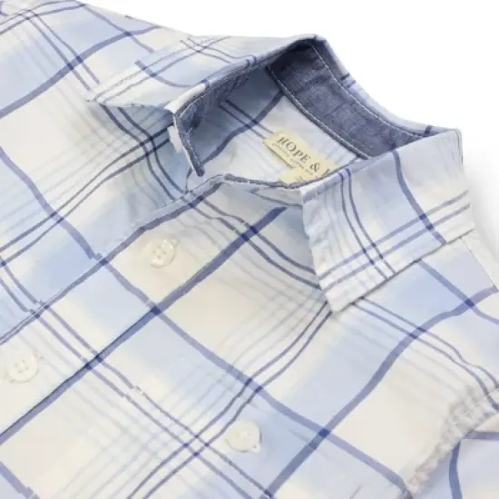 Hope & Henry Boys' Stretch Short Sleeve Button Down Shirt, Infant image {5}