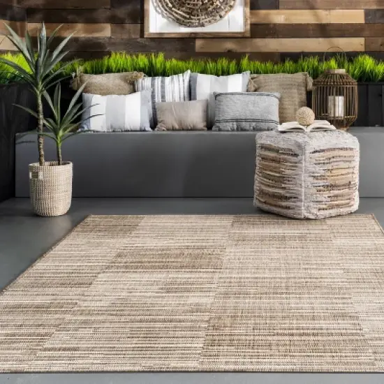 Nuloom Shirlene Stripes Indoor and Outdoor Patio Area Rug 5x7, Beige image {7}