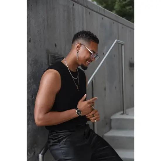 Peugeot Men's 40mm Black Wafer Slim Round Gold-Plated Case Watch image {5}