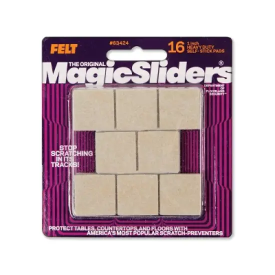 Magic Sliders 16pk 1" Square HD Self-Stick Pads Oatmeal image {5}