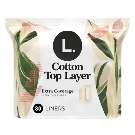 L. Organic Cotton Top Layer Ultra Thin Liners - Extra Coverage Absorbency - 80ct image {11}