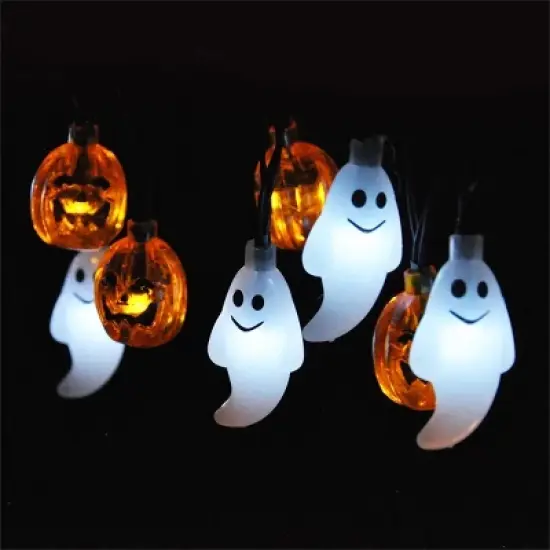 Joyfy 19.7FT 30 LEDs Halloween String Lights Decorations, Ghost Pumpkin String Light with 8 Lighting Modes for Halloween Party Indoor Outdoor Decor image {7}