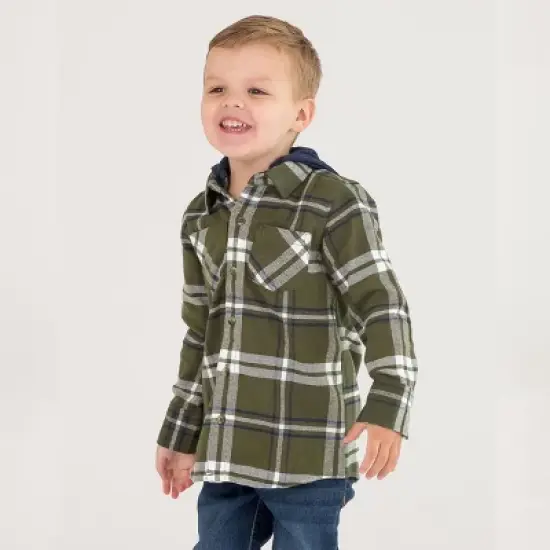 RuggedButts Oliver Plaid Hooded Button Down Shirt image {2}