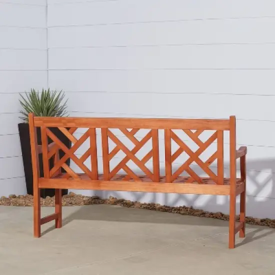 Vifah Eucalyptus Outdoor Wood Bench - Brown image {3}