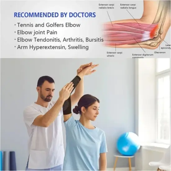 Copper Zone Pain Relief Elbow Brace Compression Support Sleeve For Tendonitis, Tennis Golf Elbow - 3 Pair Pack image {2}