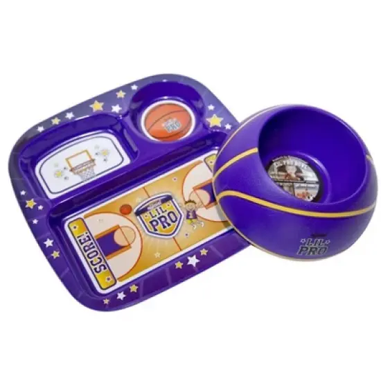 Remarkabowl 2-Piece Kids Sports Mealtime Set - Basketbowl, Purple image {2}