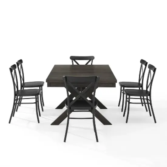 7pc Hayden Extendable Dining Set with Camille Chairs Matte Black/Slate - Crosley image {7}