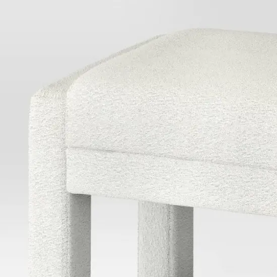 Fully Upholstered Ottoman Cream Boucle - Threshold&trade;: Wooden Frame, Polyester, Spot Clean image {2}