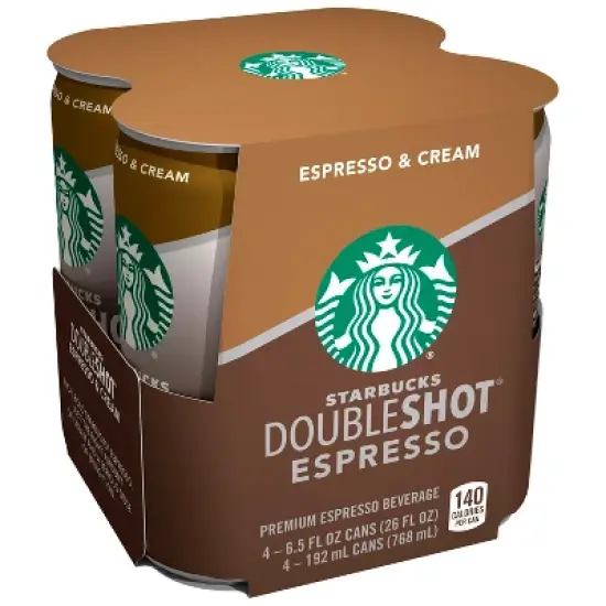 Starbucks Double Shot Espresso And Cream Coffee Drink - 4pk/6.5 fl oz Cans image {2}