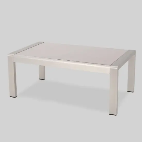 Aviara 2pc Aluminum Patio Loveseat & Coffee Table Set - Khaki - Christopher Knight Home image {2}