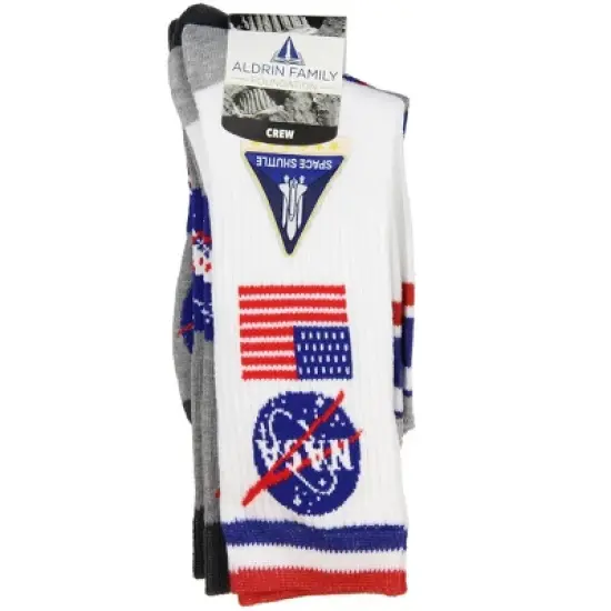 Buzz Aldrin NASA Meatball Logo and Symbols Crew Socks 2 Pair Calf High Multicoloured image {4}