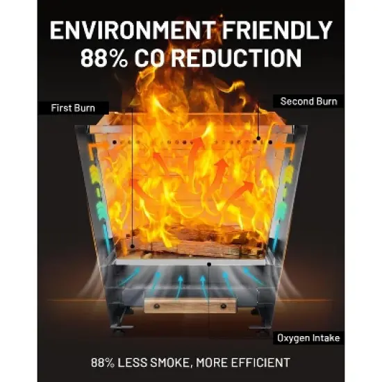 Cyberpit One 20-Inch Smokeless Fire Pit with Pull-Out Ash Pan, Portable Outdoor Firepit, Stainless Steel, Blue image {1}